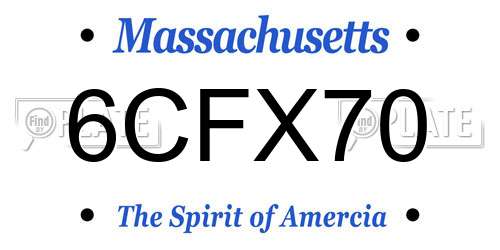 6CFX70 Massachusetts License Plate