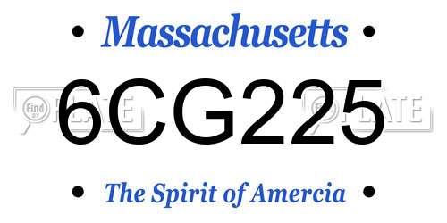 6CG225 Massachusetts License Plate
