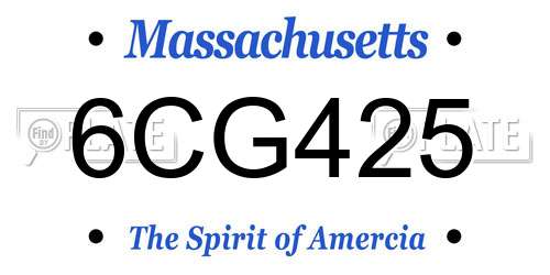 6CG425 Massachusetts License Plate