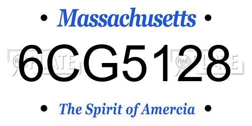 6CG5128 Massachusetts License Plate