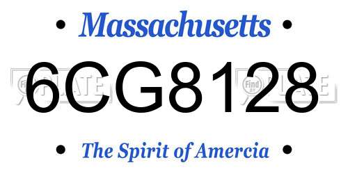 6CG8128 Massachusetts License Plate