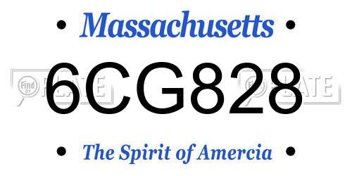 6CG828 Massachusetts License Plate