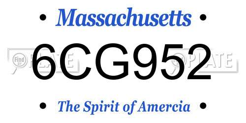6CG952 Massachusetts License Plate