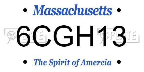 6CGH13 Massachusetts License Plate