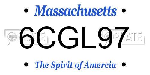 6CGL97 Massachusetts License Plate