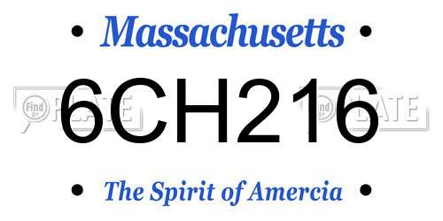 6CH216 Massachusetts License Plate