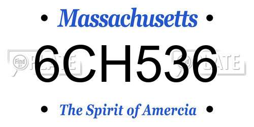 6CH536 Massachusetts License Plate