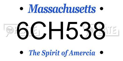 6CH538 Massachusetts License Plate