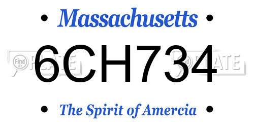 6CH734 Massachusetts License Plate