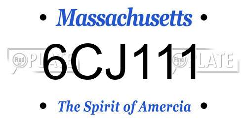 6CJ111 Massachusetts License Plate