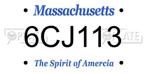 6CJ113 Massachusetts License Plate