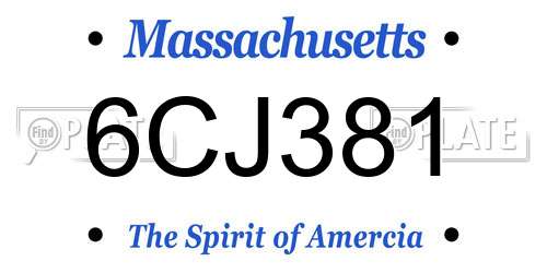 6CJ381 Massachusetts License Plate