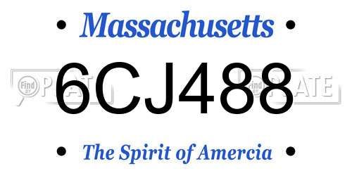 6CJ488 Massachusetts License Plate
