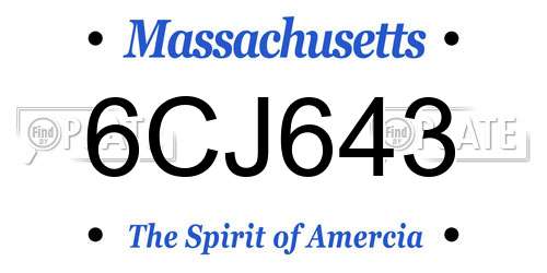 6CJ643 Massachusetts License Plate
