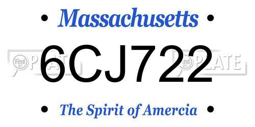 6CJ722 Massachusetts License Plate