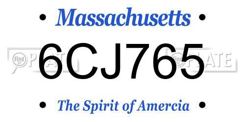 6CJ765 Massachusetts License Plate