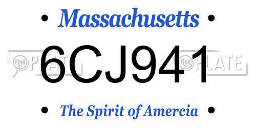 6CJ941 Massachusetts License Plate