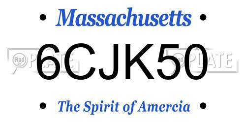 6CJK50 Massachusetts License Plate
