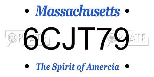 6CJT79 Massachusetts License Plate