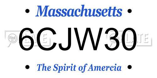 6CJW30 Massachusetts License Plate