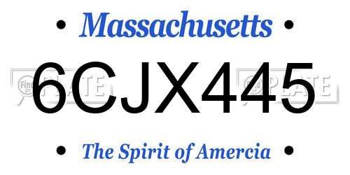 6CJX445 Massachusetts License Plate