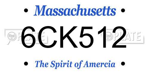 6CK512 Massachusetts License Plate