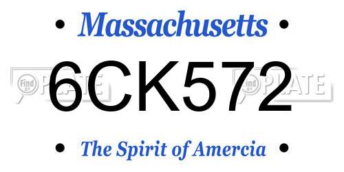 6CK572 Massachusetts License Plate