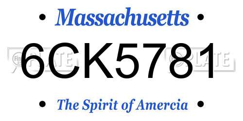 6CK5781 Massachusetts License Plate