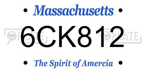 6CK812 Massachusetts License Plate