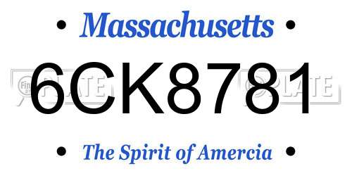 6CK8781 Massachusetts License Plate