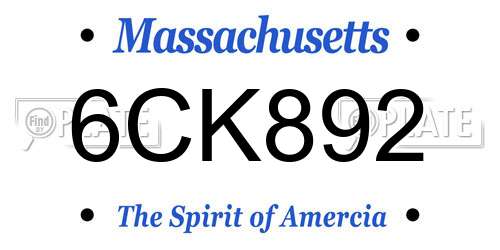 6CK892 Massachusetts License Plate