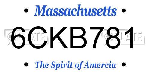 6CKB781 Massachusetts License Plate