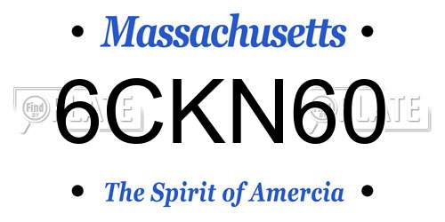 6CKN60 Massachusetts License Plate