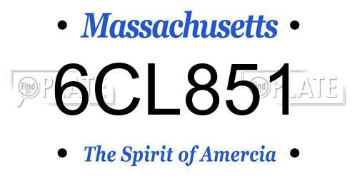 6CL851 Massachusetts License Plate