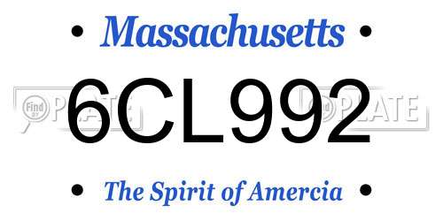 6CL992 Massachusetts License Plate