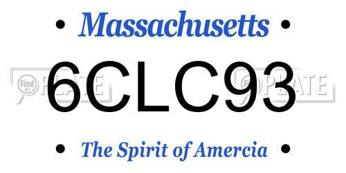6CLC93 Massachusetts License Plate