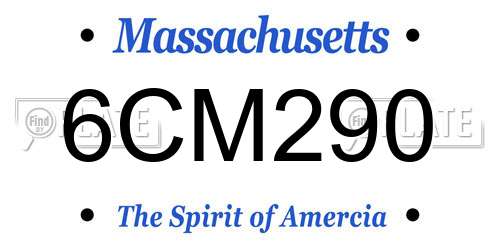 6CM290 Massachusetts License Plate