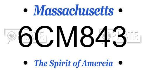 6CM843 Massachusetts License Plate