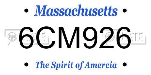 6CM926 Massachusetts License Plate