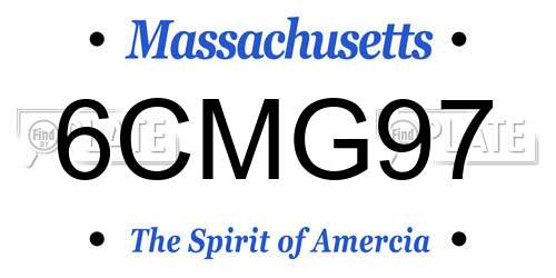 6CMG97 Massachusetts License Plate
