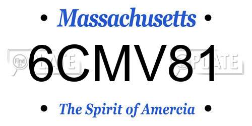 6CMV81 Massachusetts License Plate