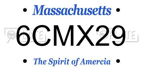 6CMX29 Massachusetts License Plate