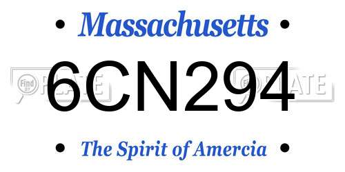 6CN294 Massachusetts License Plate