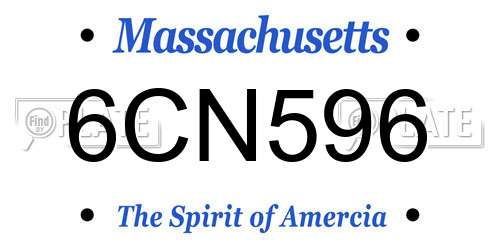 6CN596 Massachusetts License Plate
