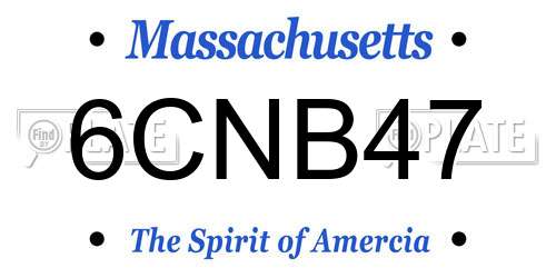6CNB47 Massachusetts License Plate