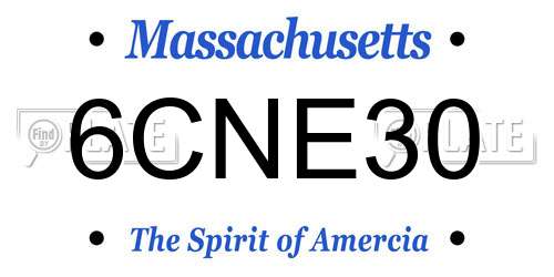 6CNE30 Massachusetts License Plate