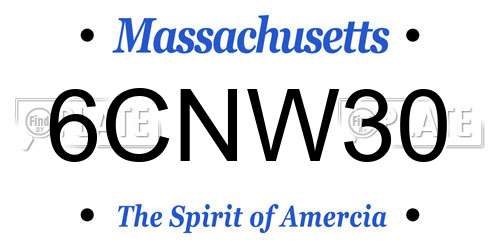 6CNW30 Massachusetts License Plate