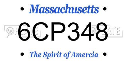 6CP348 Massachusetts License Plate