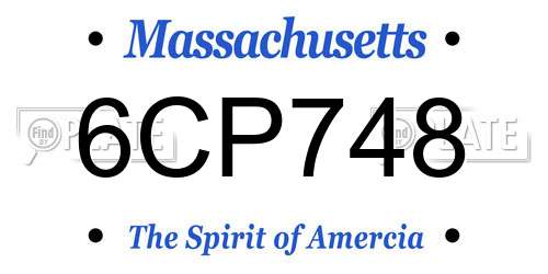 6CP748 Massachusetts License Plate