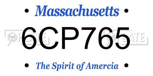 6CP765 Massachusetts License Plate